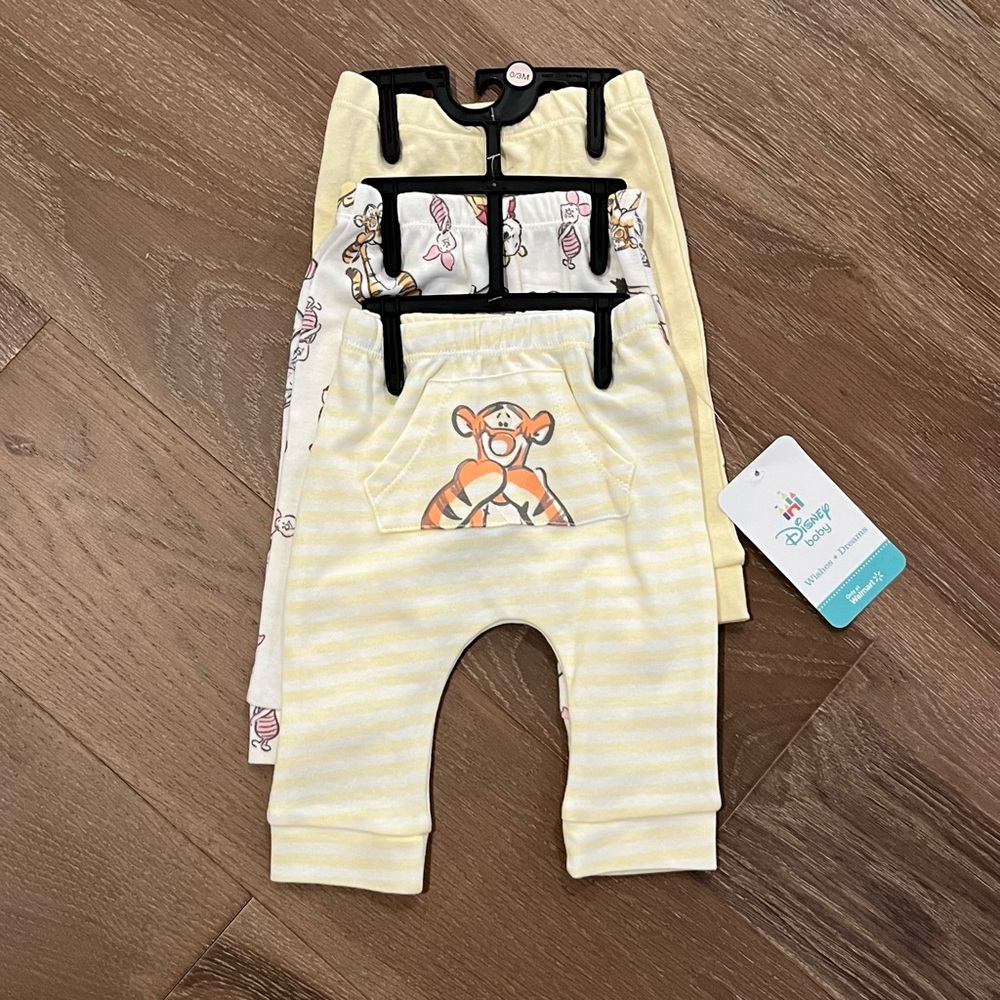 Disney Baby Winnie The Pooh Tigger Eeyore Piglet Pants 3-Pack Size 0-3 Months